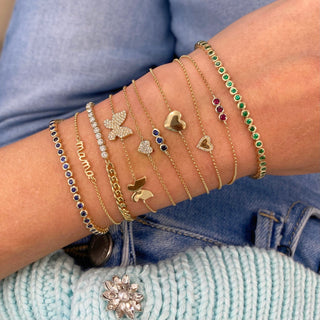 Dainty Bezel Set Gemstone Tennis Bracelet  Lindsey Leigh Jewelry.
