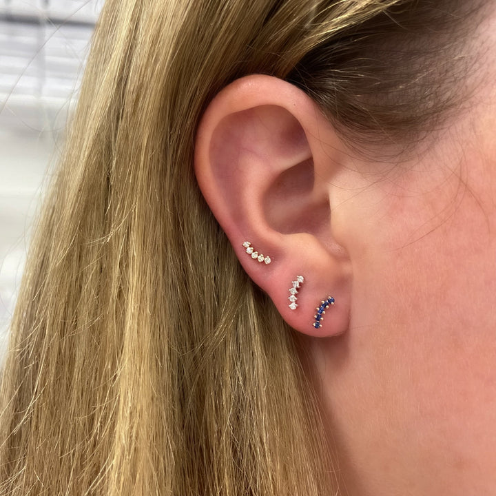 Dainty Blue Sapphire Ear Crawler - Lindsey Leigh Jewelry
