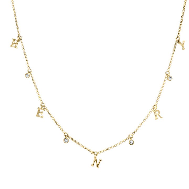 Dangle Initial & Diamond Bezel Necklace - Lindsey Leigh Jewelry