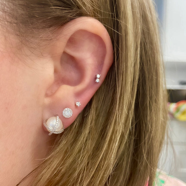 Diamond and Pearl "X" Earrings - Lindsey Leigh Jewelry