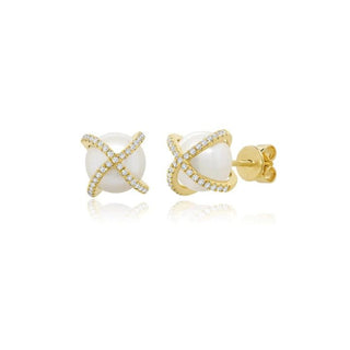 Diamond and Pearl "X" Earrings  Lindsey Leigh Jewelry.

