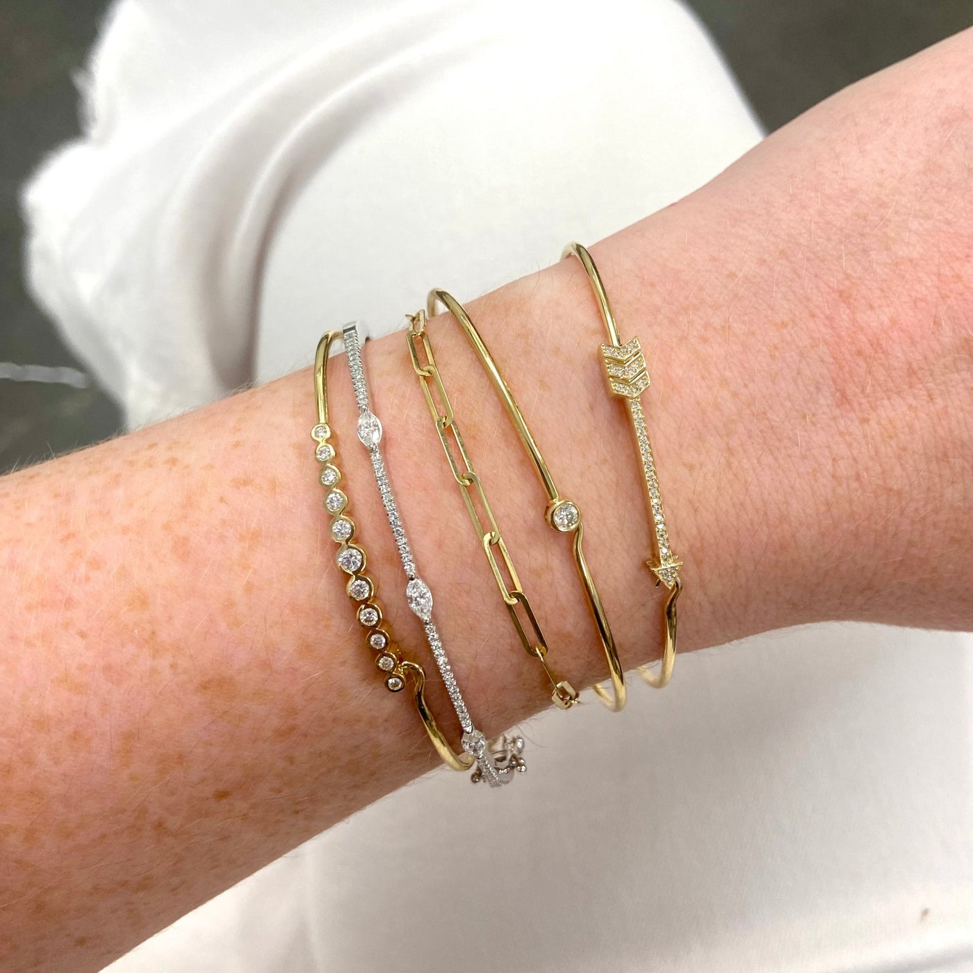 Diamond Arrow Bangle - Lindsey Leigh Jewelry