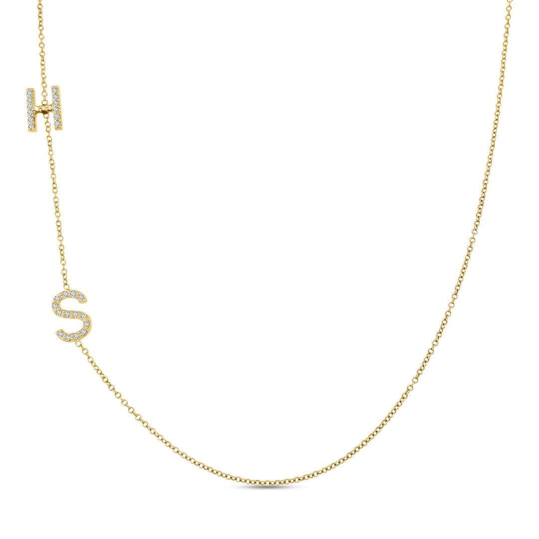 Canadian Diamond Solitaire Rose Gold Letter V Initial Necklace