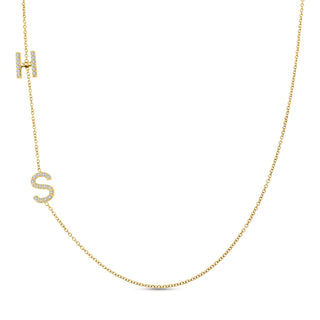 Diamond Asymmetrical Initial Necklace  Lindsey Leigh Jewelry.
