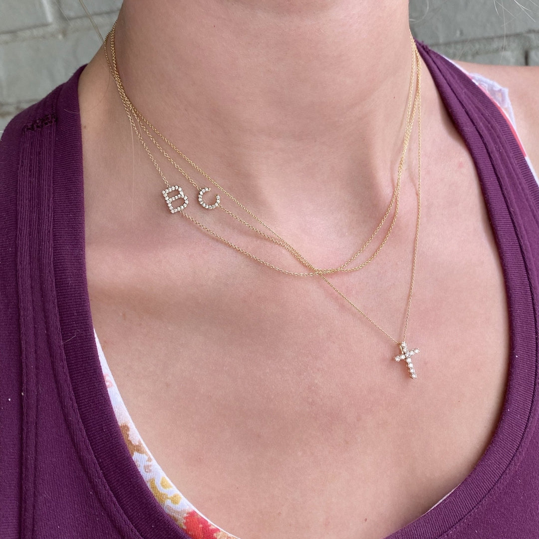 Diamond Asymmetrical Initial Necklace - Lindsey Leigh Jewelry