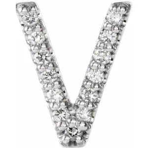 Diamond Asymmetrical Initial "V" Necklace - Lindsey Leigh Jewelry