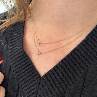 Diamond Asymmetrical Script Initial Necklace  Lindsey Leigh Jewelry.
