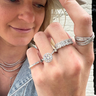 Diamond Baguette Halfway Band  Lindsey Leigh Jewelry.
