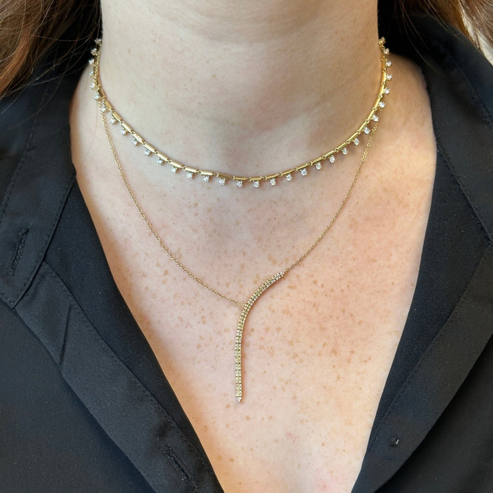 Diamond Bar Dangle Necklace - Lindsey Leigh Jewelry