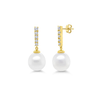 Diamond Bar & Pearl Dangle Earrings  Lindsey Leigh Jewelry.
