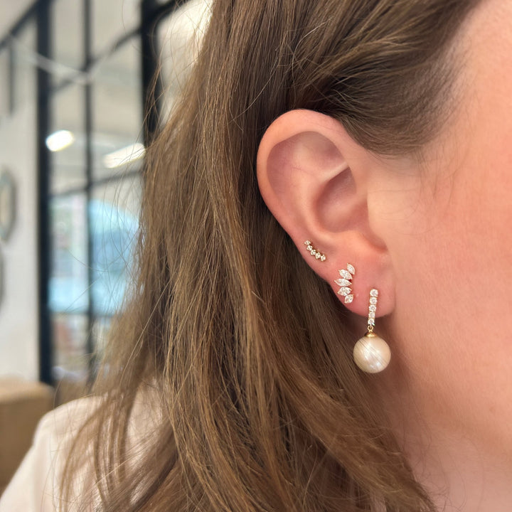 Diamond Bar & Pearl Dangle Earrings - Lindsey Leigh Jewelry