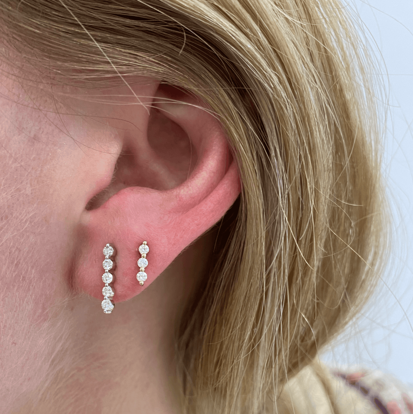 Diamond Bar Studs - Lindsey Leigh Jewelry