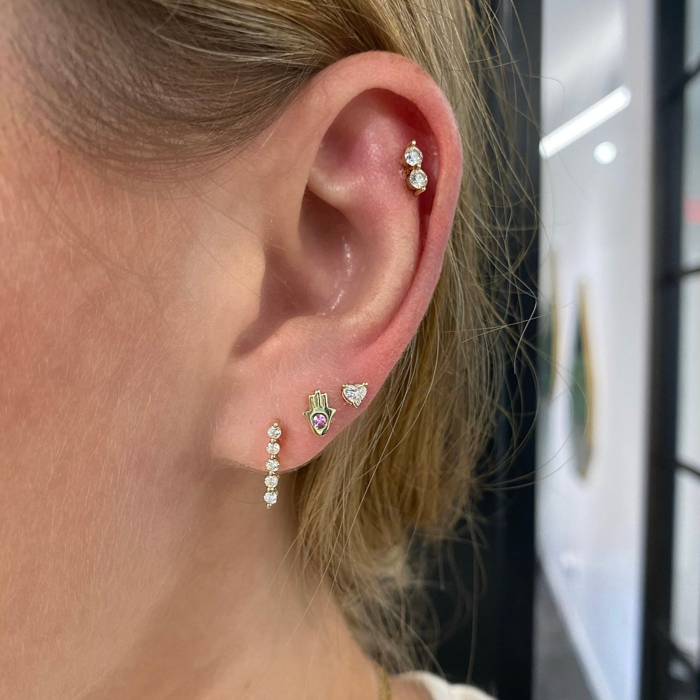 Diamond Bar Studs - Lindsey Leigh Jewelry
