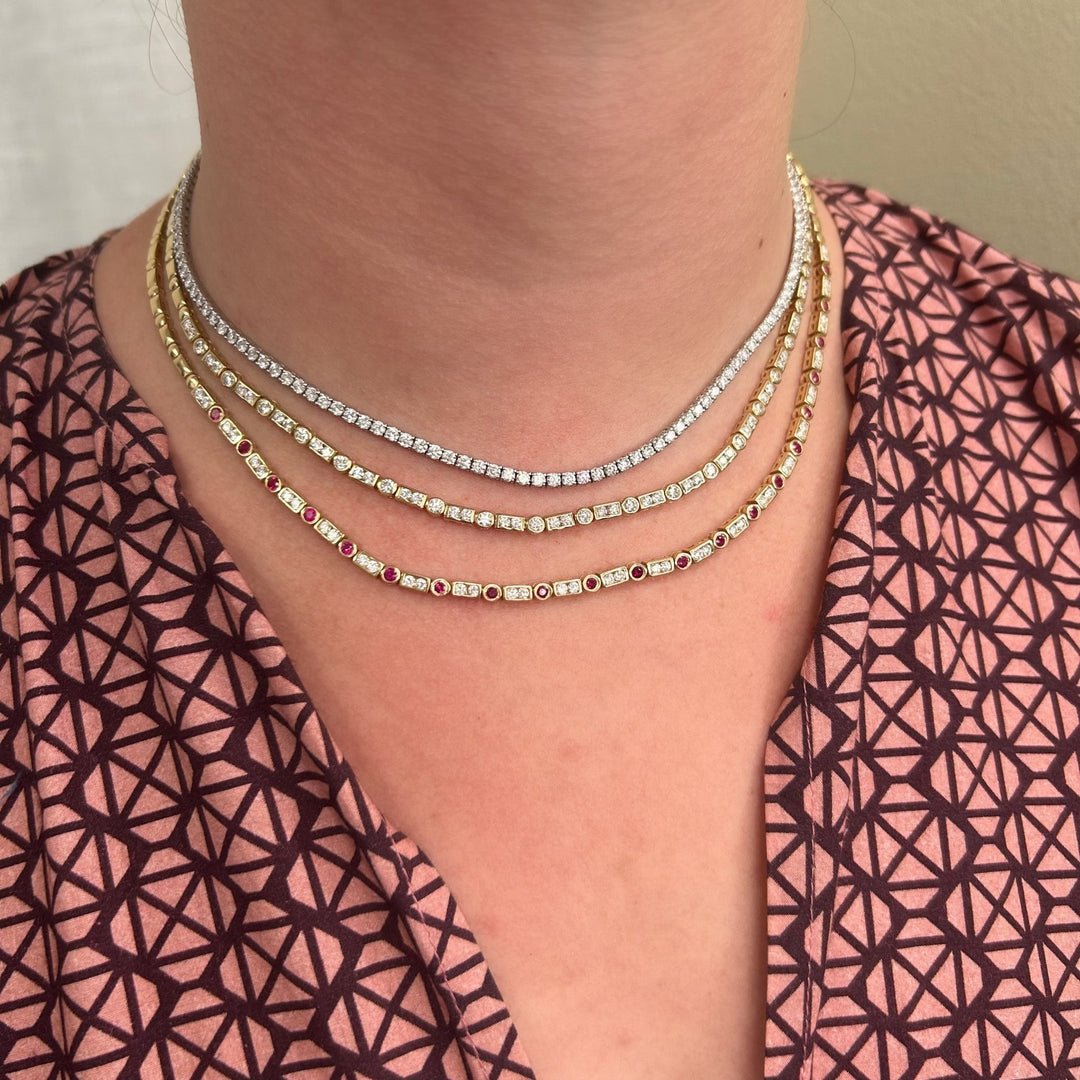 Diamond Bezel Art Deco Tennis Necklace - Lindsey Leigh Jewelry