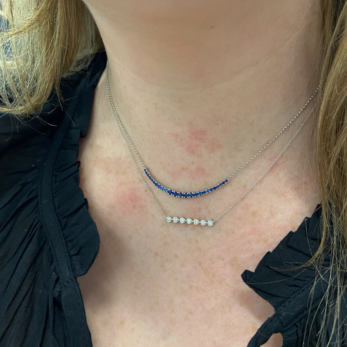 Diamond Bezel Bar Necklace - Lindsey Leigh Jewelry