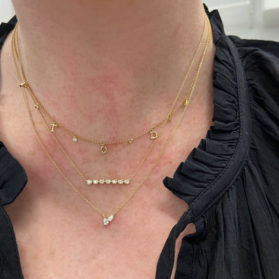 Diamond Bezel Bar Necklace - Lindsey Leigh Jewelry