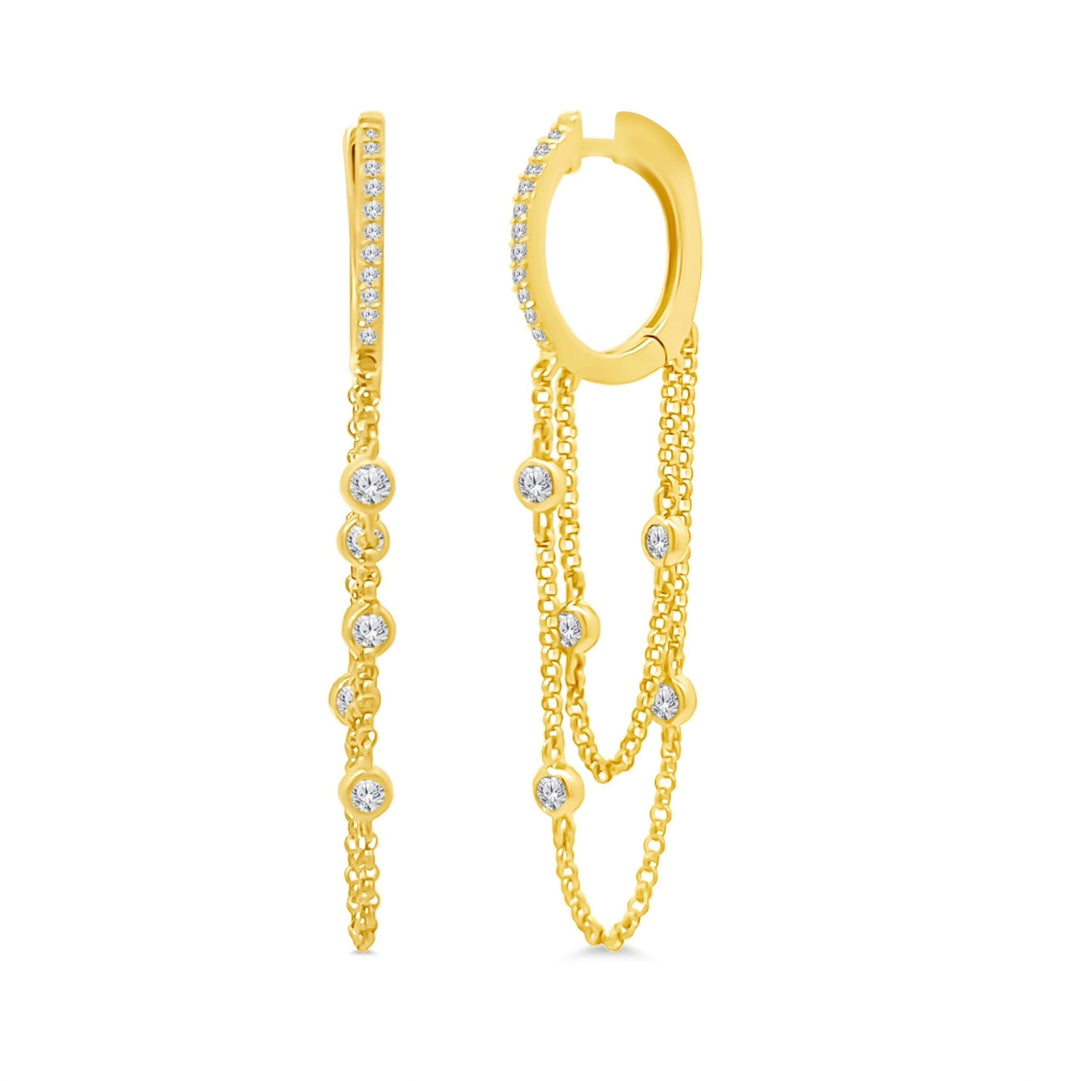 Diamond Bezel Chain Huggies - Lindsey Leigh Jewelry
