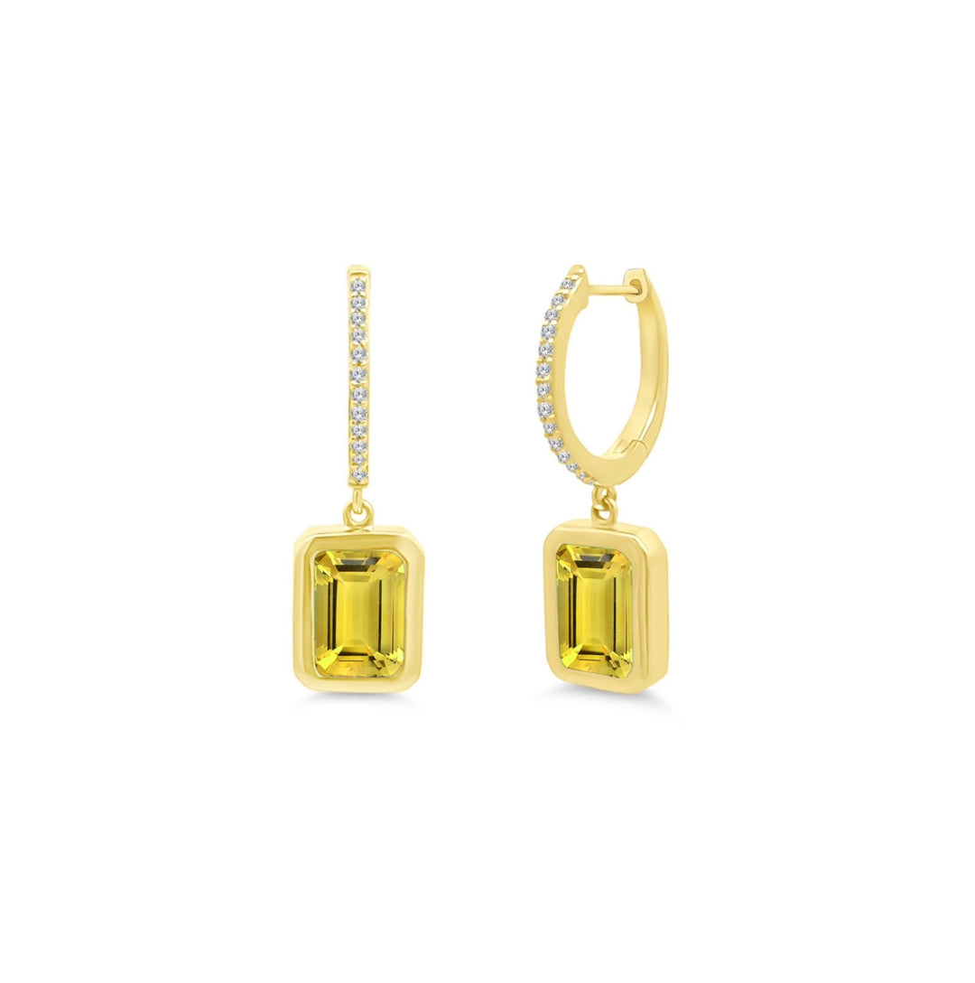 Diamond & Bezel Gemstone Dangle Earrings - Lindsey Leigh Jewelry