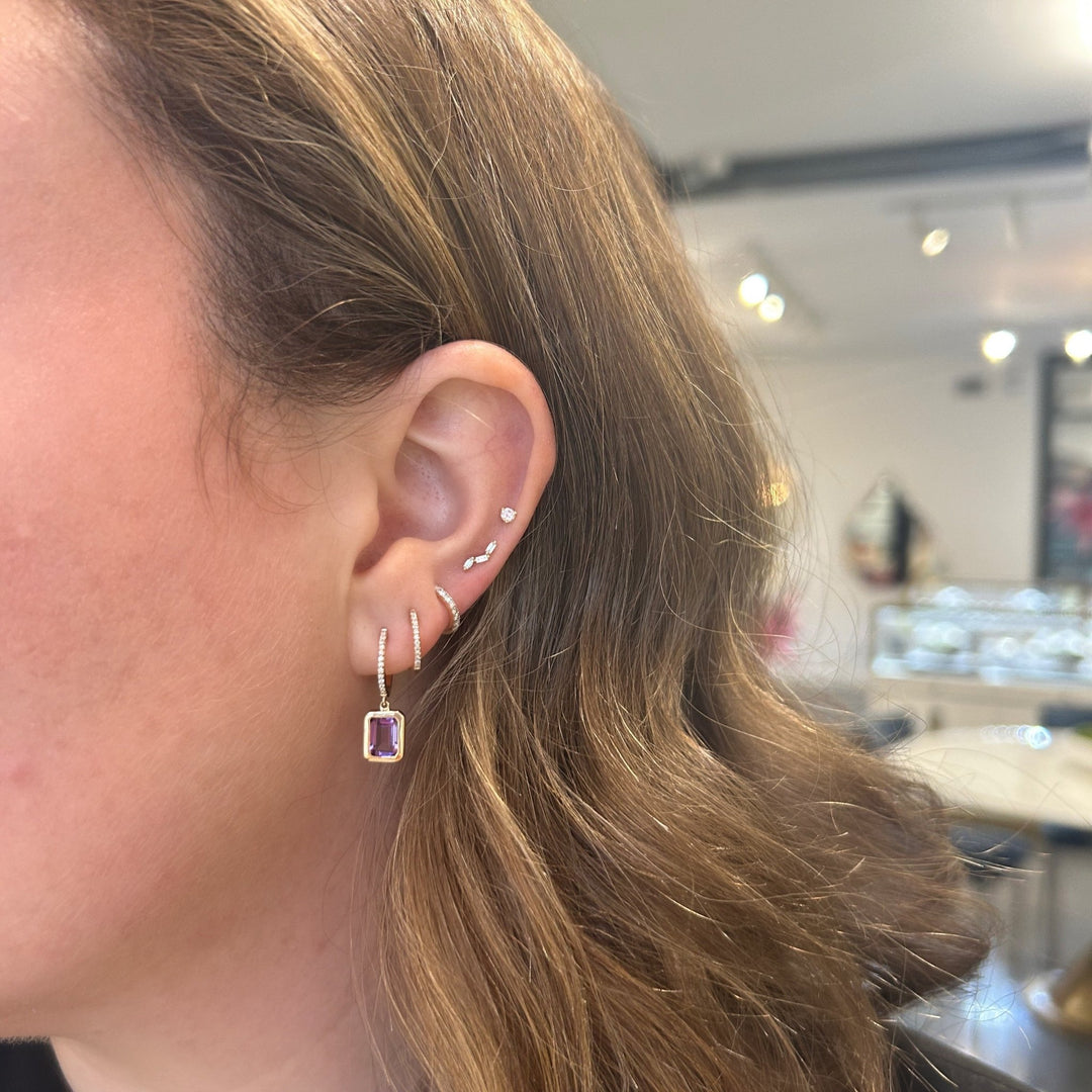 Diamond & Bezel Gemstone Dangle Earrings - Lindsey Leigh Jewelry