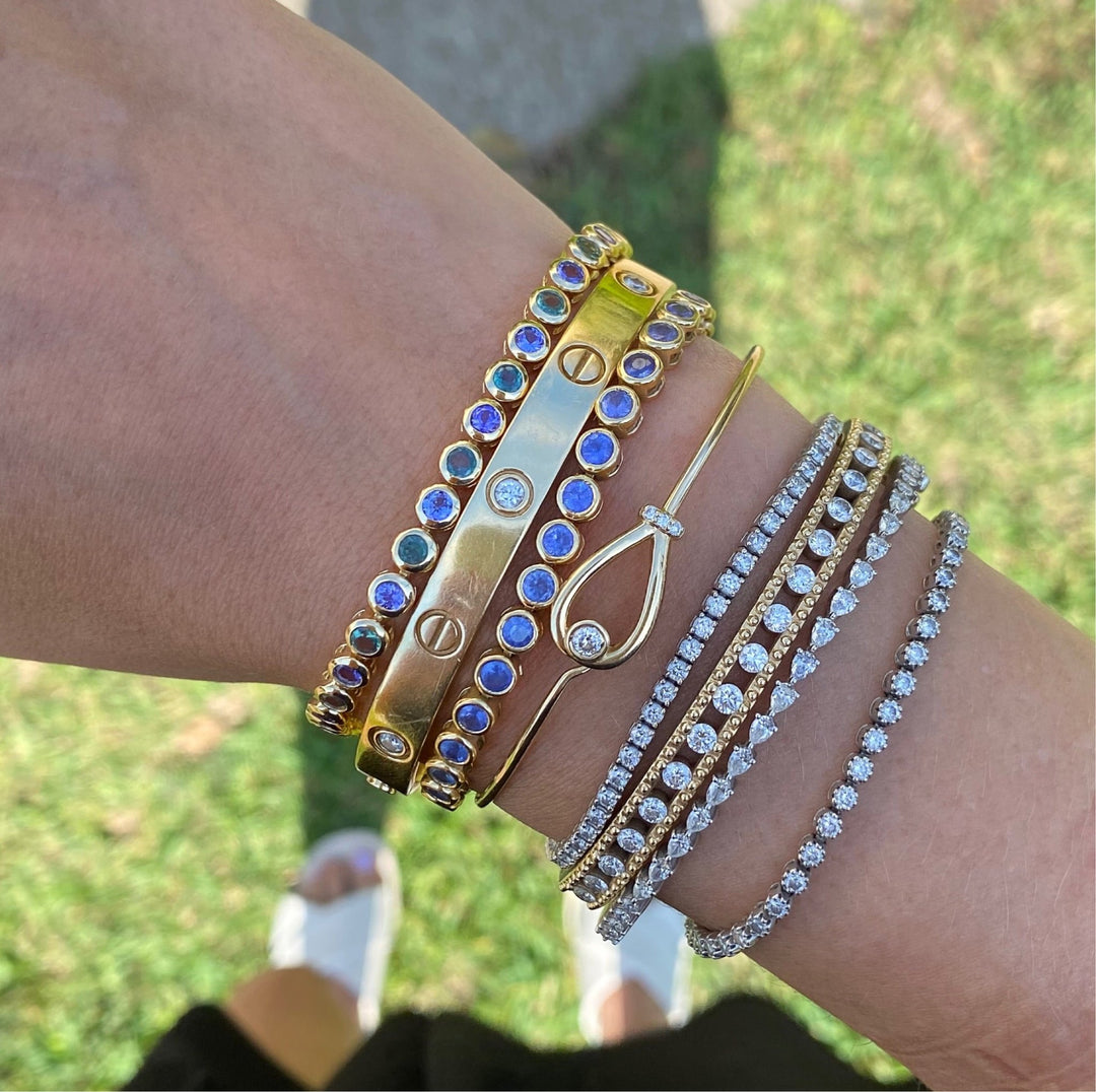 Half Blue Sapphire & Diamond Bezel Paper Clip Bracelet – Lindsey Leigh  Jewelry