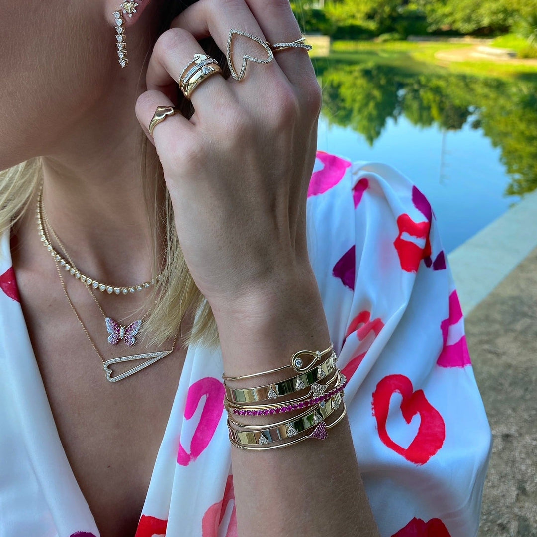 Diamond Bezel Loop Bangle - Lindsey Leigh Jewelry