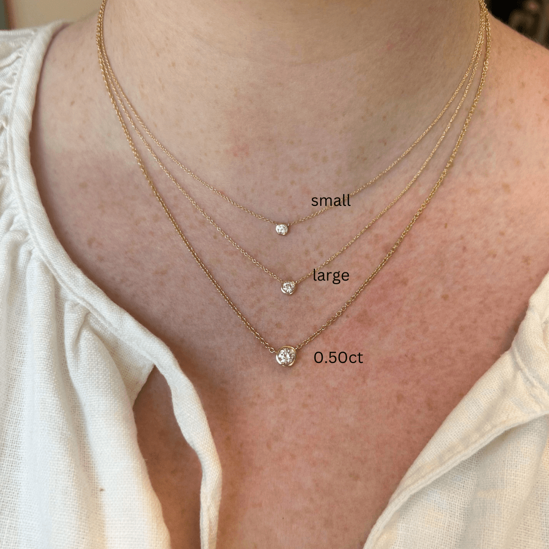 Gold bezel 2025 diamond necklace