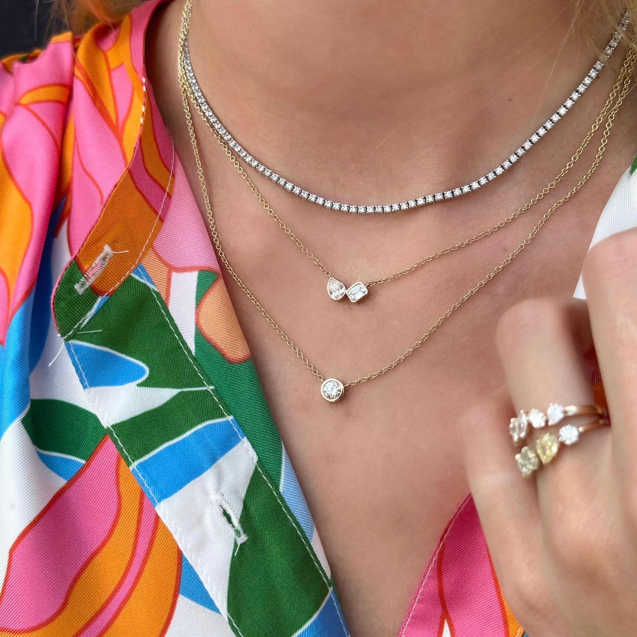 Bezel Set Pear Diamond Necklace – Harold Stevens