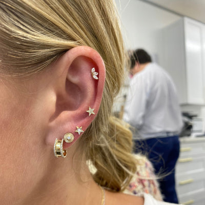 Diamond Border Huggies - Lindsey Leigh Jewelry