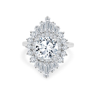 Round Diamond with Sunburst Halo  Lindsey Leigh Jewelry.

