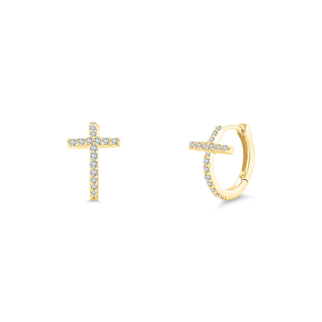 Diamond Cross Huggies - Lindsey Leigh Jewelry