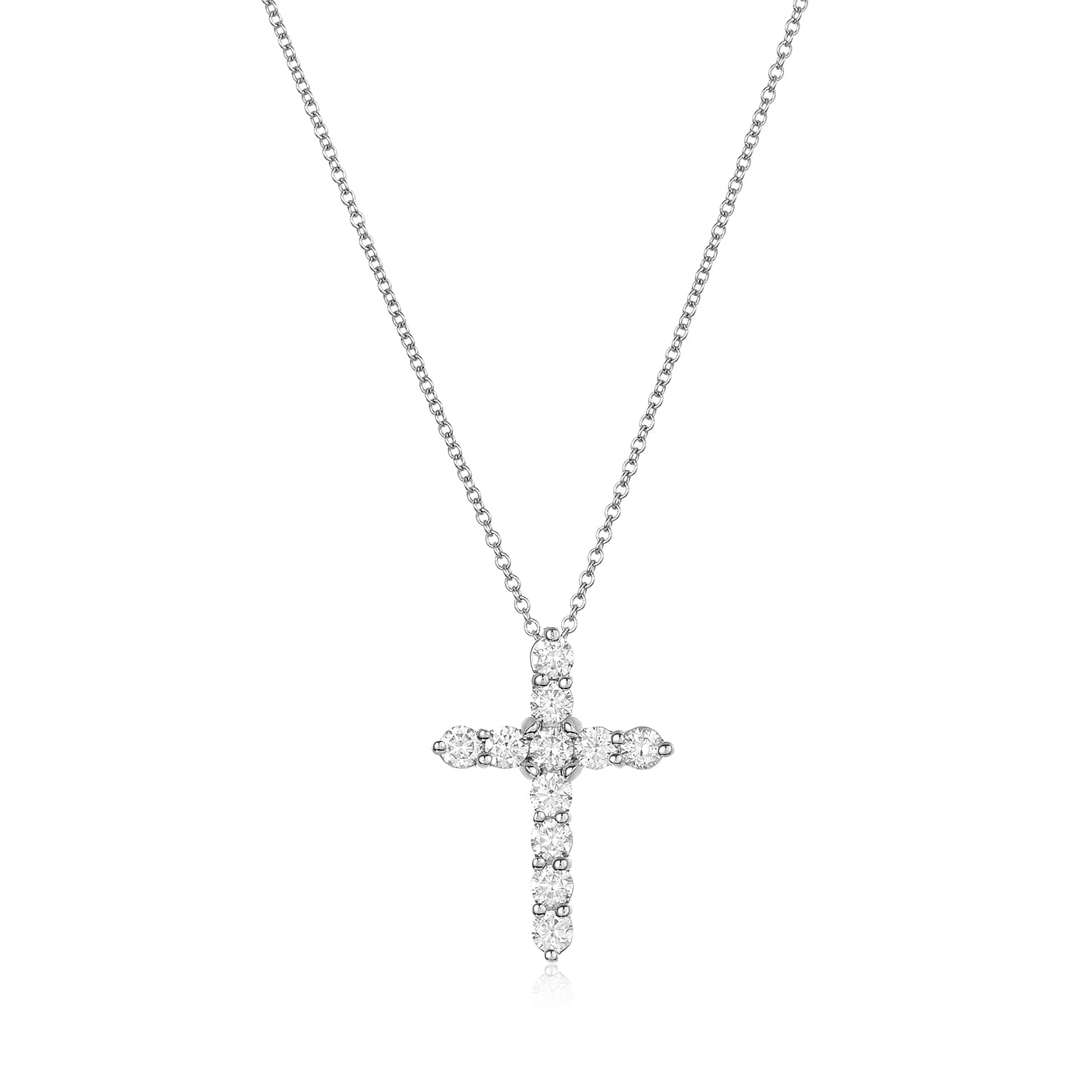 Diamond Cross Pendant Necklace in White Gold | New York Jewelers Chicago