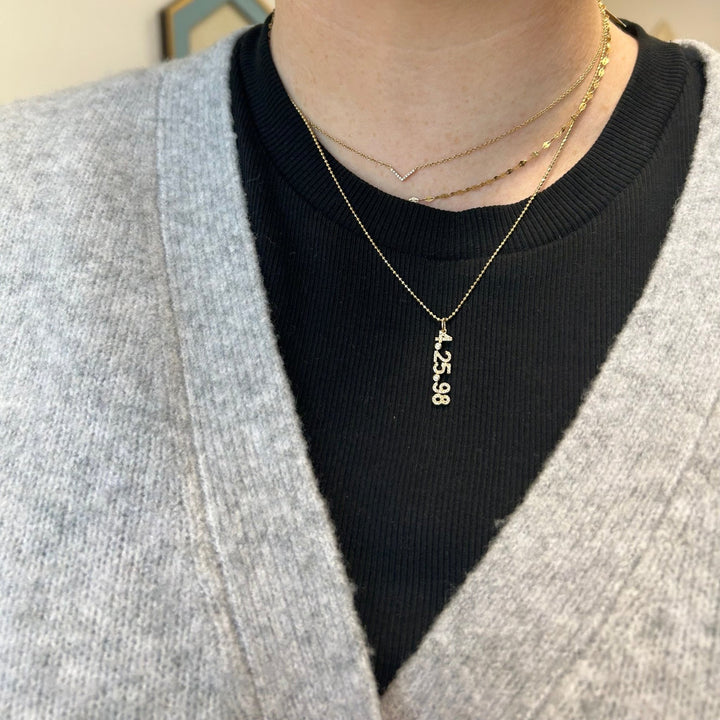 Diamond Custom Date Charm Necklace - Lindsey Leigh Jewelry