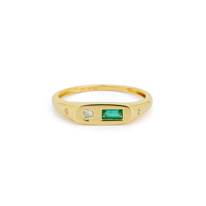 Diamond & Emerald Bar Ring - Lindsey Leigh Jewelry