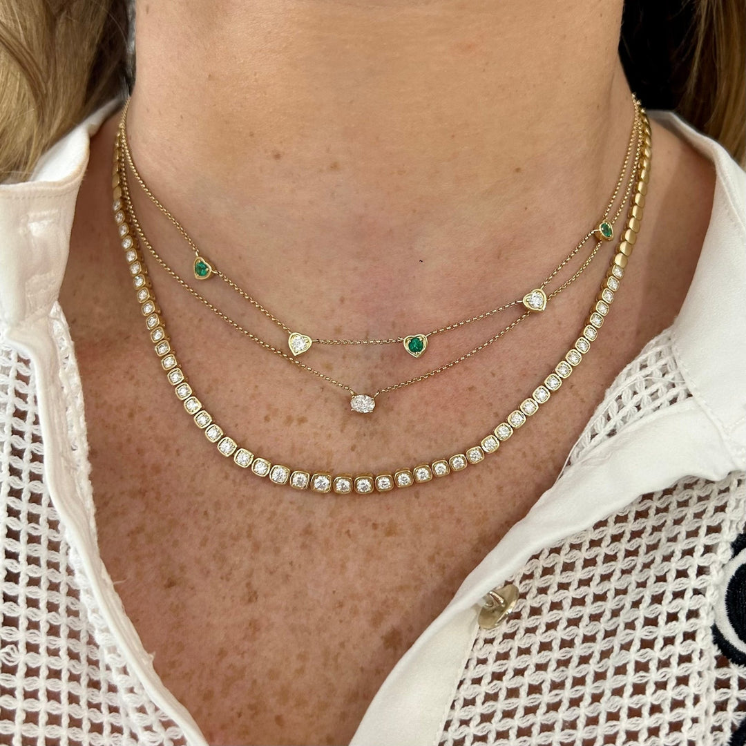 Diamond & Emerald Heart Illusion Necklace - Lindsey Leigh Jewelry