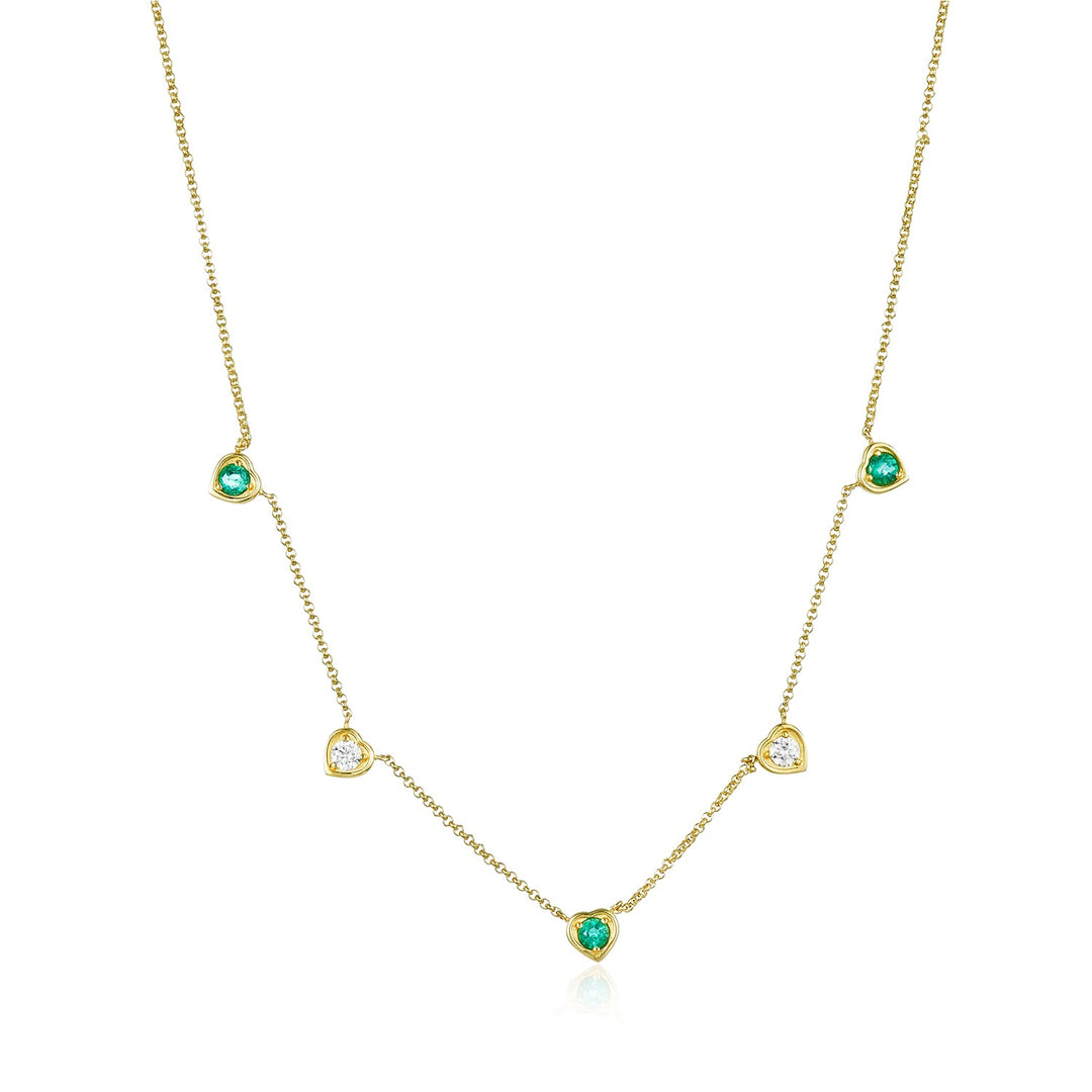 Diamond & Emerald Heart Illusion Necklace - Lindsey Leigh Jewelry