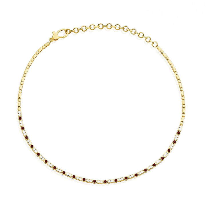Diamond & Gemstone Bezel Art Deco Tennis Necklace - Lindsey Leigh Jewelry