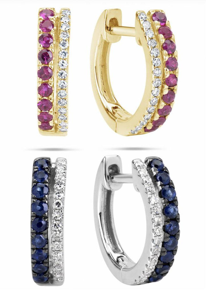 Diamond & Gemstone Huggies - Lindsey Leigh Jewelry