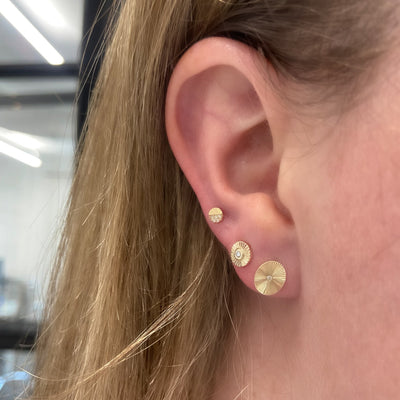 Diamond & Gold Sundial Studs - Lindsey Leigh Jewelry