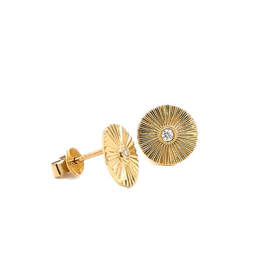 Diamond & Gold Sundial Studs - Lindsey Leigh Jewelry