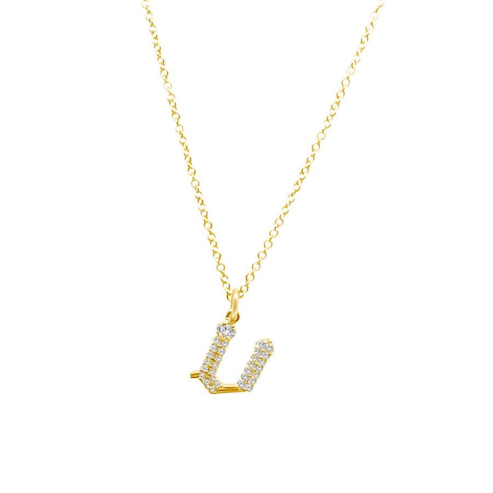 Diamond Gothic Initial Necklace - Lindsey Leigh Jewelry