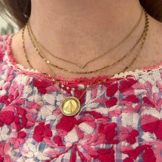 Diamond Halo Miraculous Medal  Lindsey Leigh Jewelry.
