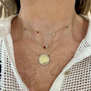 Diamond Halo Miraculous Medal  Lindsey Leigh Jewelry.
