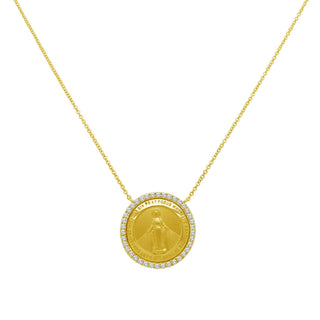 Diamond Halo Miraculous Medal  Lindsey Leigh Jewelry.
