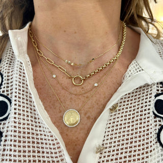 Diamond Halo Miraculous Medal  Lindsey Leigh Jewelry.
