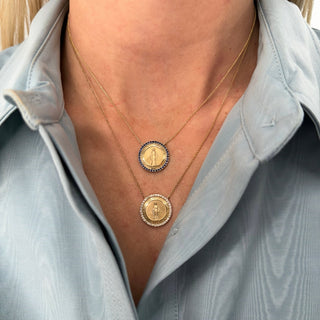 Diamond Halo Miraculous Medal  Lindsey Leigh Jewelry.
