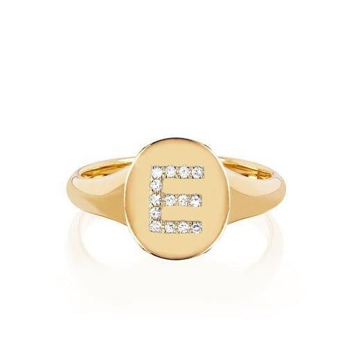 Diamond Initial Signet Ring - Lindsey Leigh Jewelry