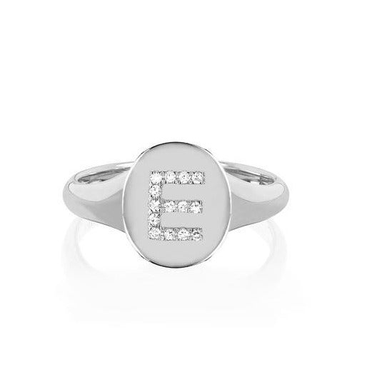 Diamond Initial Signet Ring - Lindsey Leigh Jewelry