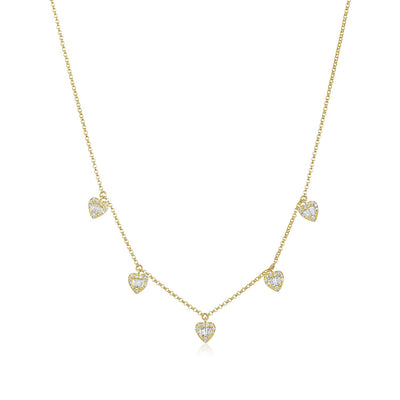 Diamond Mosaic Heart Dangle Necklace - Lindsey Leigh Jewelry