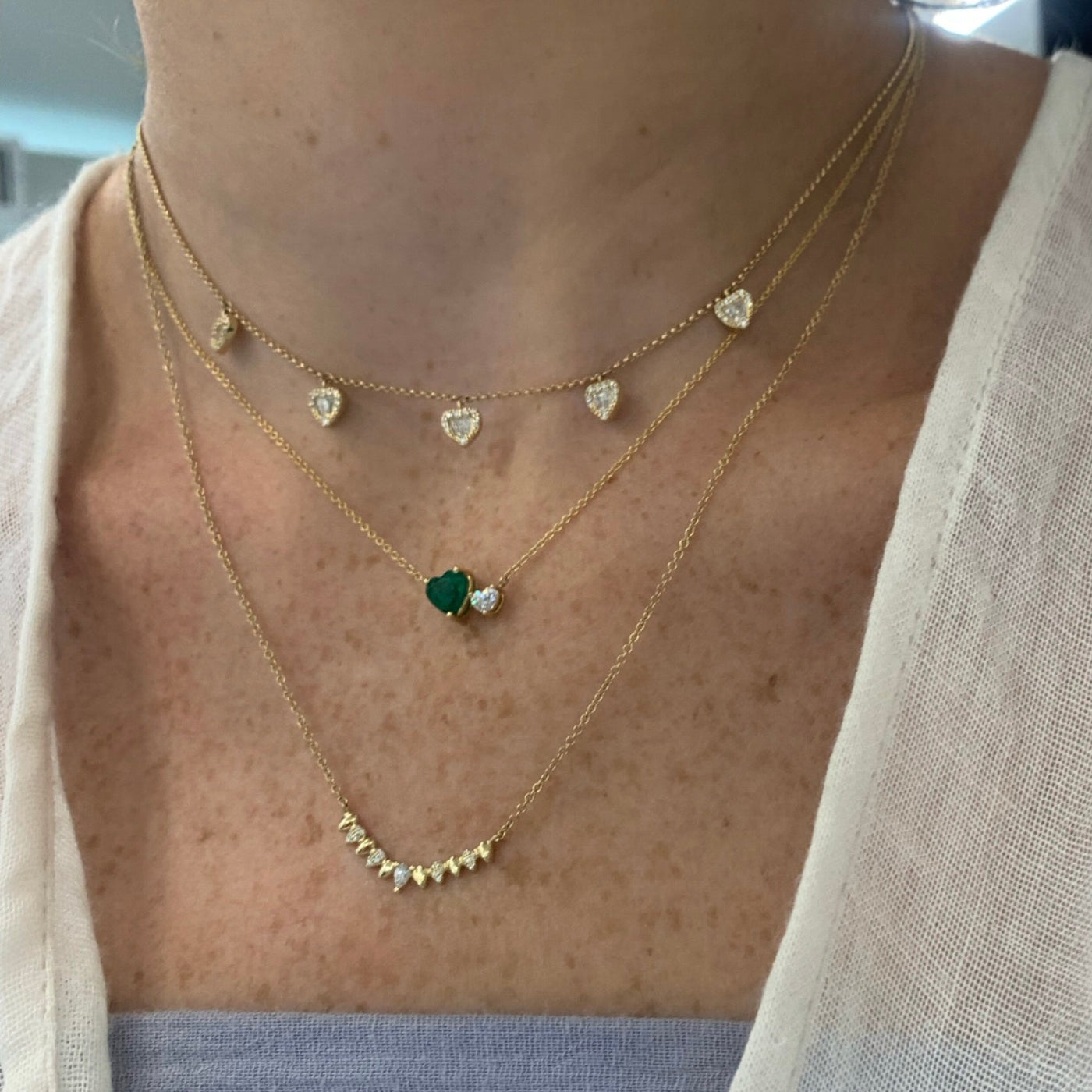 Diamond Mosaic Heart Dangle Necklace - Lindsey Leigh Jewelry