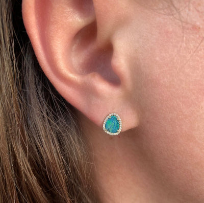 Diamond Opal Earrings - Lindsey Leigh Jewelry